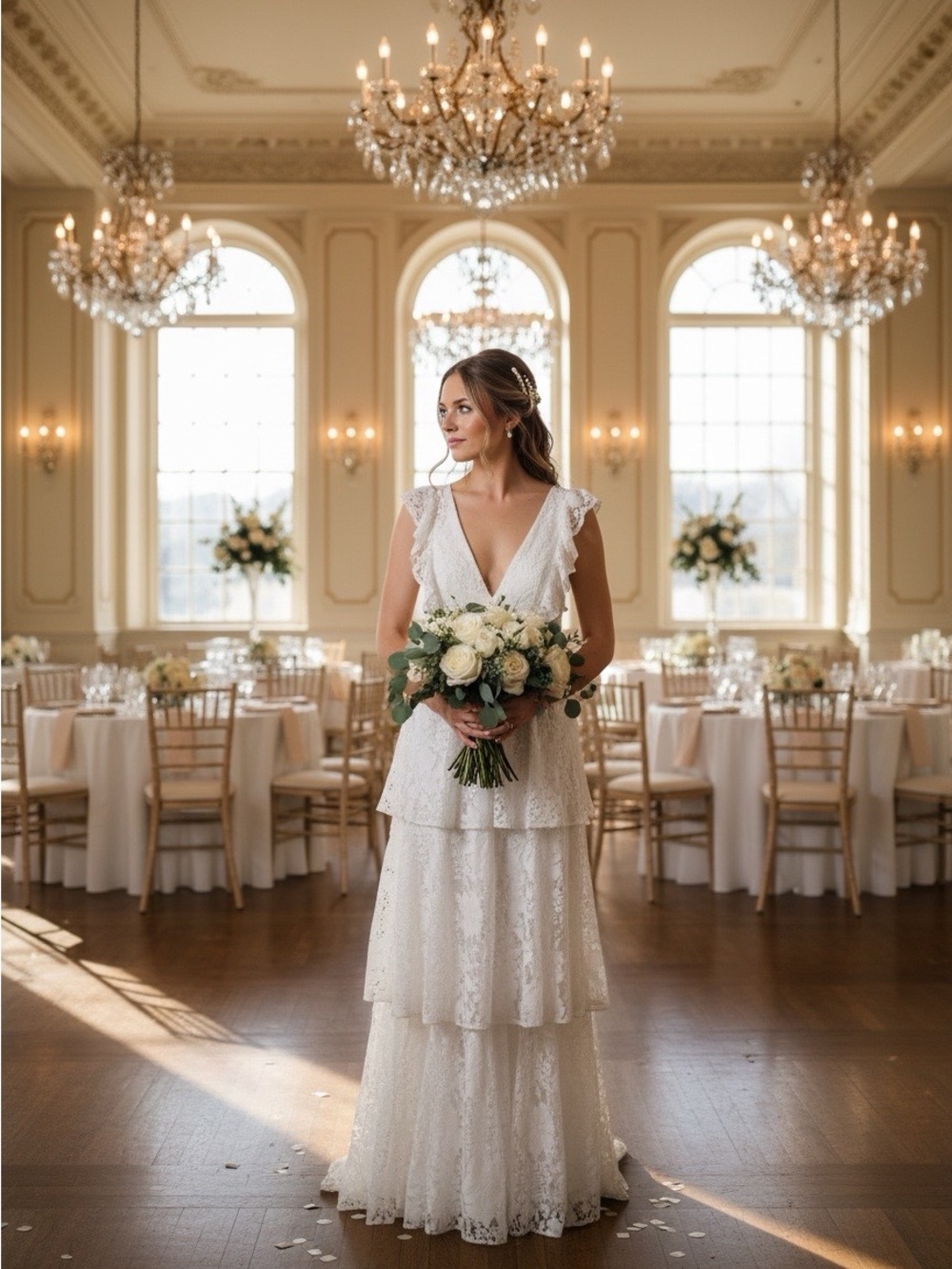 Lulu's Cream Lace & Satin-Lined Bridal Dress Size XS